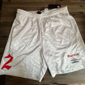 NWT Men’s Supreme White Umbro Shorts, Size Medium